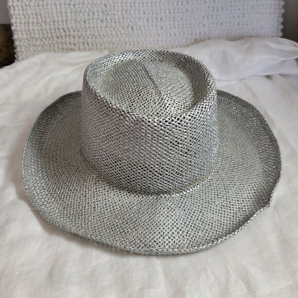 Jhats Cowgirl Hat Straw Silver Size S/M 6 5/8" to 7 1/8" Mexico vintage J-Hats - Picture 1 of 7